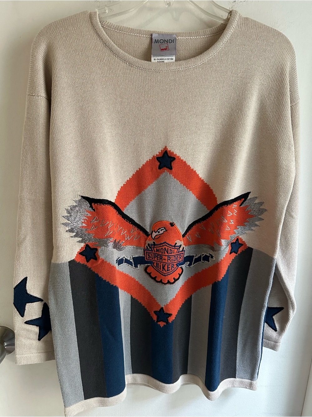 Vintage Mondi Super Rider Biker Eagle Knit Sweater Size 38 (US M)